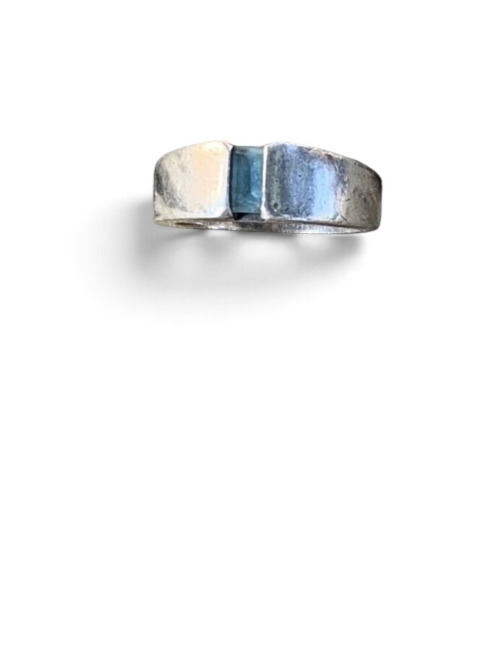 James Avery Sterling Silver Ring with Blue Rectangular Stone